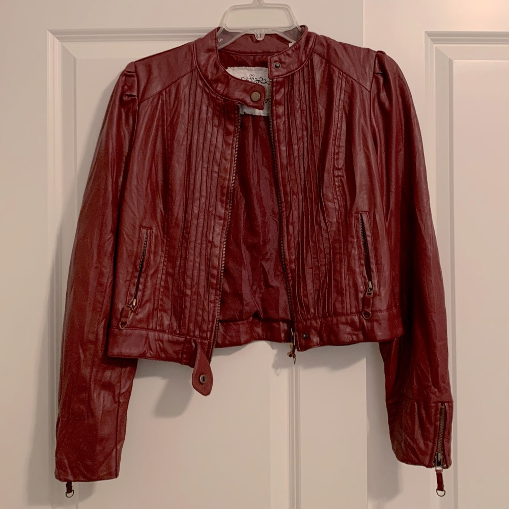 Faux red leather jacket! Perfect for fall